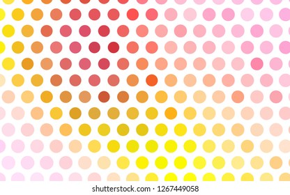 Light Pink, Yellow vector backdrop with dots. Abstract illustration with colored bubbles in nature style. Pattern of water, rain drops.