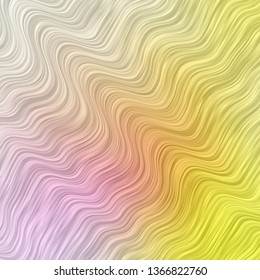 Light Pink, Yellow vector backdrop with circular arc. Brand new colorful illustration with bent lines. Template for cellphones.