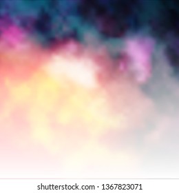 Light Pink, Yellow vector backdrop with cumulus. Gradient illustration with colorful sky, clouds. Pattern for your commercials.
