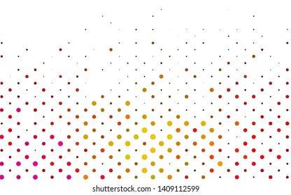 Light Pink, Yellow vector backdrop with dots. Glitter abstract illustration with blurred drops of rain. Template for your brand book.