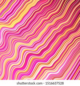 Light Pink, Yellow vector backdrop with curves. Bright illustration with gradient circular arcs. Best design for your posters, banners.