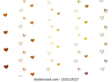 Light Pink, Yellow vector backdrop with sweet hearts. Hearts on blurred abstract background with colorful gradient. Pattern for valentine's ad, booklets.