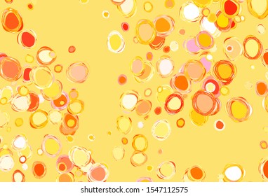 Light Pink, Yellow vector backdrop with dots. Blurred bubbles on abstract background with colorful gradient. Pattern for futuristic ad, booklets.