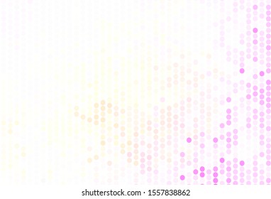 Light Pink, Yellow vector backdrop with dots. Blurred decorative design in abstract style with bubbles. Design for poster, banner of websites.