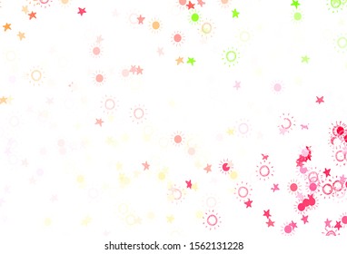 Light Pink, Yellow vector backdrop with bright stars, suns. Stars, suns on blurred abstract background with gradient. Pattern for astrology websites.