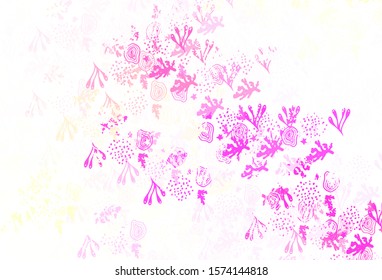 Light Pink, Yellow vector backdrop with memphis shapes. Modern abstract illustration with colorful random forms. Modern design for your business card.