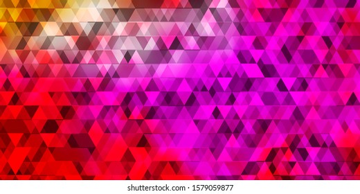 Light Pink, Yellow vector backdrop with lines, triangles. Modern gradient illustration with colorful triangles. Pattern for booklets, leaflets