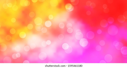 Light Pink, Yellow vector backdrop with dots. Glitter abstract illustration with colorful drops. Pattern for booklets, leaflets.