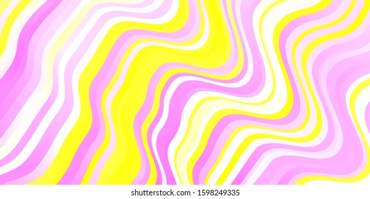 Light Pink, Yellow vector backdrop with curves. Abstract illustration with gradient bows. Pattern for busines booklets, leaflets