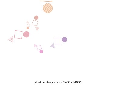 Light Pink, Yellow vector backdrop with lines, circles, rhombus. Abstract illustration with colorful dots, lines, cubes. Pattern for booklets, leaflets
