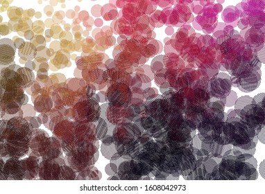 Light Pink, Yellow vector backdrop with dots. Abstract illustration with colored bubbles in nature style. Pattern for ads, leaflets.
