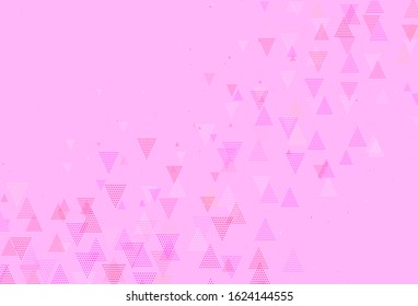 Light Pink, Yellow vector backdrop with lines, circles. Abstract gradient illustration with circles, triangles. Pattern for commercials.