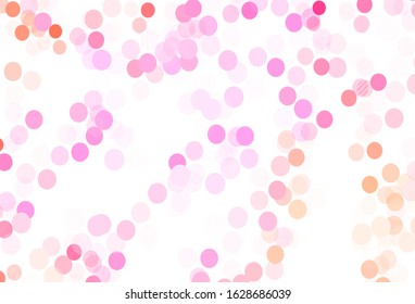 Light Pink, Yellow vector backdrop with dots. Abstract illustration with colored bubbles in nature style. Pattern for textures of wallpapers.