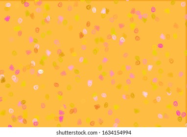 Light Pink, Yellow vector backdrop with dots. Blurred decorative design in abstract style with bubbles. Template for your brand book.