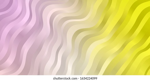Light Pink, Yellow vector backdrop with bent lines. Abstract illustration with gradient bows. Pattern for websites, landing pages.