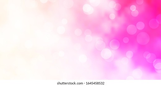 Light Pink, Yellow vector backdrop with dots. Abstract illustration with colorful spots in nature style. Pattern for wallpapers, curtains.