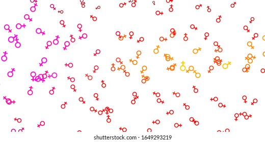 Light Pink, Yellow vector backdrop with woman's power symbols. Simple design in abstract style with women’s rights activism. Best design to show the power of women.