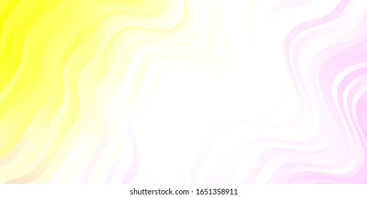 Light Pink, Yellow vector backdrop with curves. Abstract illustration with gradient bows. Pattern for busines booklets, leaflets