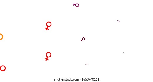 Light Pink, Yellow vector backdrop with woman's power symbols. Colorful feminism symbols with a gradient in modern style. Elegant design for wallpapers.