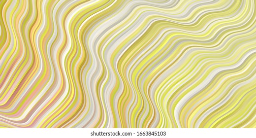 Light Pink, Yellow vector backdrop with bent lines. Illustration in halftone style with gradient curves. Design for your business promotion.