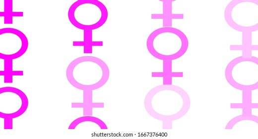 Light Pink, Yellow vector backdrop with woman symbols. Illustration with signs of women's strength and power. Best design for your business.