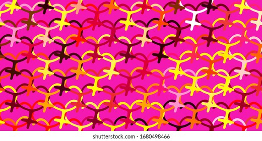 Light Pink, Yellow vector backdrop with woman's power symbols. Colorful feminism symbols with a gradient in modern style. Best design to show the power of women.
