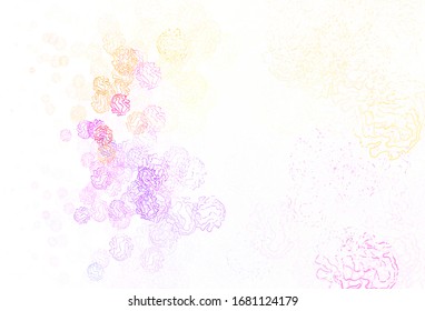 Hellrosa, gelbe Vektorillustration mit Punkten, Linien. Dekoratives Design im abstrakten Stil mit Blasen, Linien. Design für Poster, Banner der Websites.