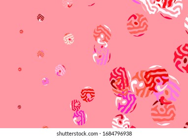 Light Pink, Yellow vector backdrop with dots. Glitter abstract illustration with blurred drops of rain. Design for poster, banner of websites.