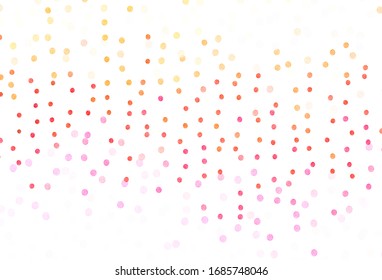 Light Pink, Yellow vector backdrop with dots. Abstract illustration with colored bubbles in nature style. Pattern for beautiful websites.