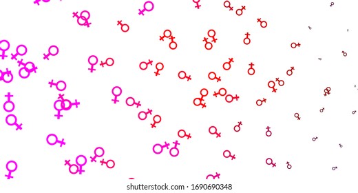 Light Pink, Yellow vector backdrop with woman's power symbols. Simple design in abstract style with women’s rights activism. Simple design for your web site.