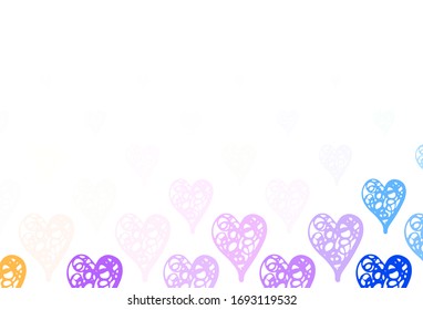 Light Pink, Yellow vector backdrop with sweet hearts. Decorative design with hearts in simple style . Pattern for marriage gifts, congratulations.