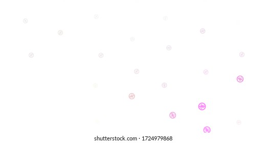 Light pink, yellow vector backdrop with virus symbols. Smart illustration with covid signs in decorative style. Best design for quarantine events.