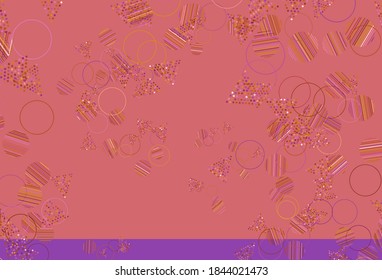 Light Pink, Yellow vector backdrop with lines, circles. Glitter abstract illustration with spheres, triangular lines. Pattern for commercials.