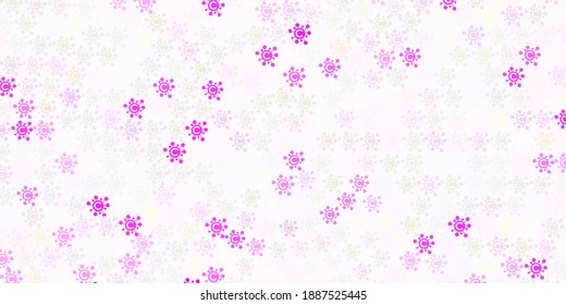 Light Pink, Yellow vector backdrop with virus symbols. Colorful  gradient illness symbols in simple abstract style. Simple design against epidemic information.