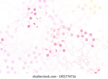 Light Pink, Yellow vector backdrop with artificial intelligence data. Abstract illustration with links and dots of AI. Smart design for promotion of bid data.