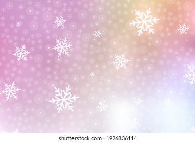 Light Pink, Yellow vector backdrop in holiday style. Shining illustration with Christmas balls, stars. Pattern for ads, poster, banner of books.