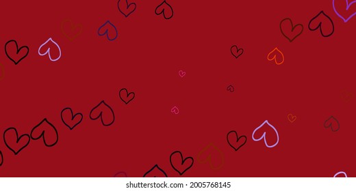 Light Pink, Yellow vector backdrop with sweet hearts. Illustration with hearts in love concept for valentine's day. Pattern for valentine's ad, booklets.