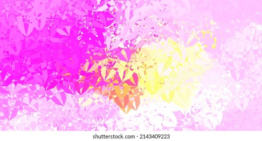 Light Pink, Yellow vector backdrop with triangles, lines. Magnificent abstract illustration with triangular shapes , forms. Template for commercials.