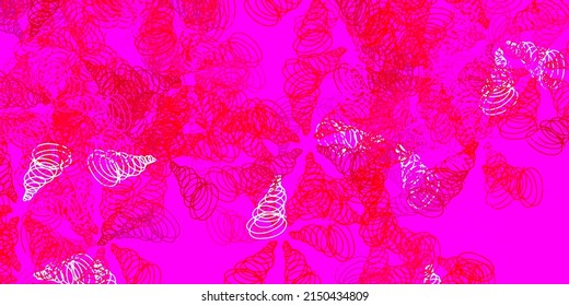 Light pink, yellow vector backdrop with bent lines. Colorful illustration in circular style with lines. Pattern for booklets, leaflets.