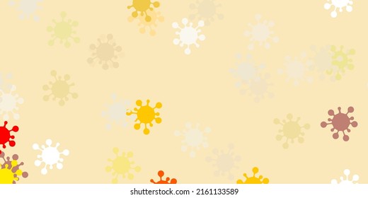 Light pink, yellow vector backdrop with virus symbols. Abstract illustration with biological gradient shapes. Simple drawing against danger fever.