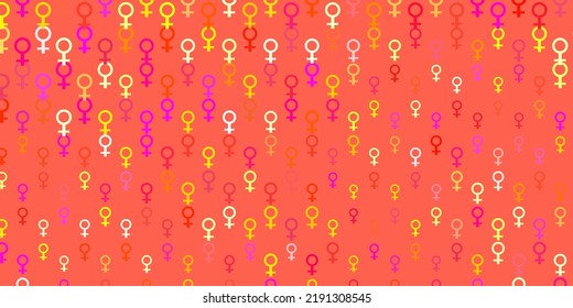 Light Pink, Yellow vector backdrop with women power symbols. Simple design in abstract style with women rights activism. Best design to show the power of women.