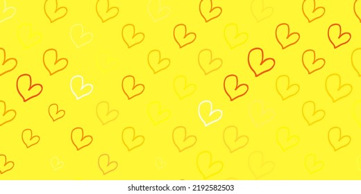 Light Pink, Yellow vector backdrop with sweet hearts. Colorful feminism symbols with a gradient in modern style. Simple design for your web site.