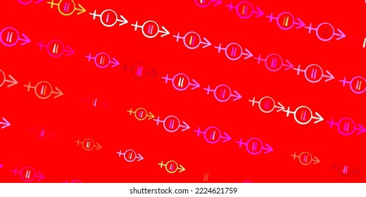 Light Pink, Yellow vector backdrop with women power symbols. Abstract illustration with a depiction of women power. Elegant design for wallpapers.