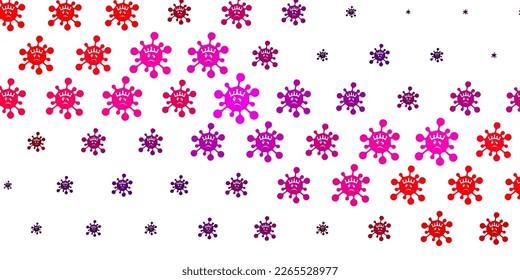 Fondo vector amarillo claro rosa con símbolos de virus. Símbolos de enfermedades degradadas coloridas en un estilo simple y abstracto. Sencillo dibujo contra la fiebre de peligro.