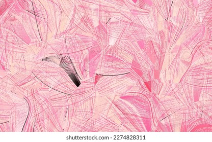 Light Pink, Yellow vector backdrop with memphis shapes.