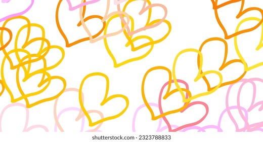 Light Pink, Yellow vector backdrop with sweet hearts. Beautiful colored illustration with hearts in celebration style. Pattern for marriage gifts, congratulations.