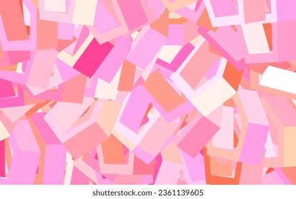 Fondo vector amarillo y rosa claro con hexágonos. Hexagones coloridos sobre fondo borroso. Patrón de textura de papel pintado.