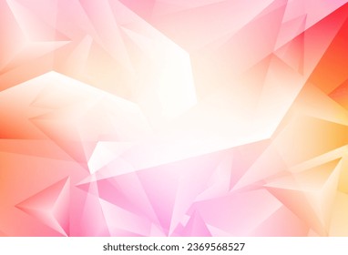 Hellrosa, gelber Vektorhintergrund mit Linien, Dreiecken. Dreiecke auf abstraktem Hintergrund mit buntem Farbverlauf. Das beste Design für Ihr Unternehmen.