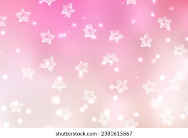 Light Pink, Yellow vector backdrop with small and big stars. Modern geometrical abstract illustration with stars. Pattern for futuristic ad, booklets.