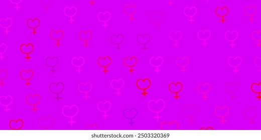 Light Pink, Yellow vector backdrop with women power symbols. Abstract illustration with a depiction of women power. Background for International Women Day.